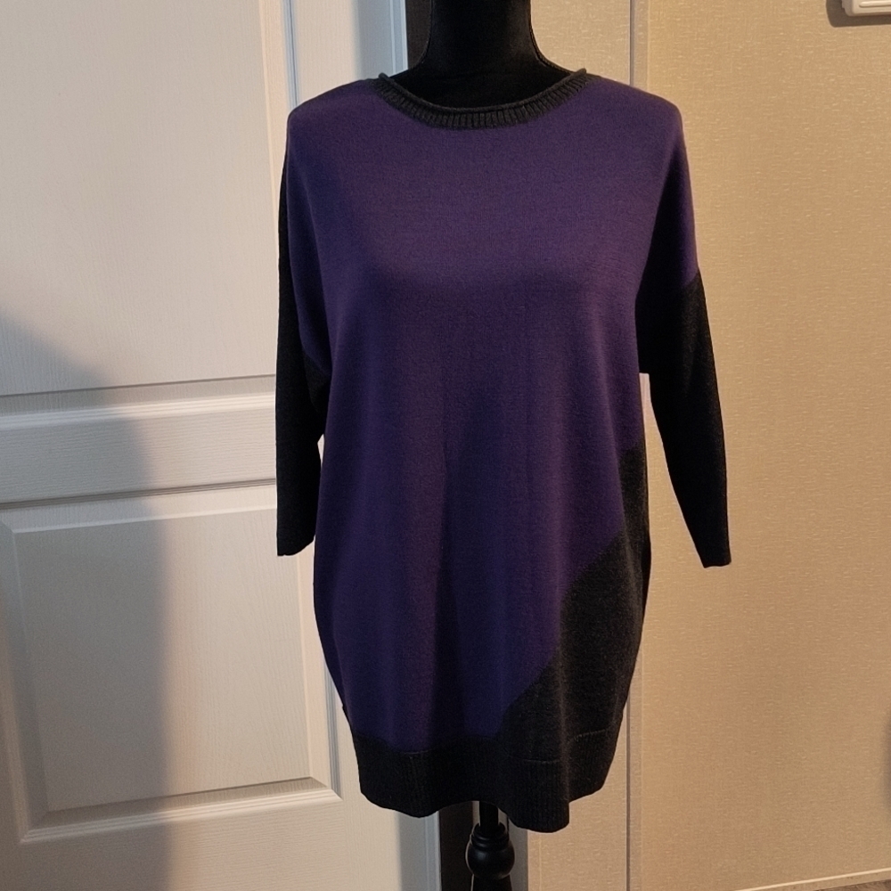 𝅺coldwater Creek Sweater/Dress Purple/Charcoal Gray, Size M 10-12